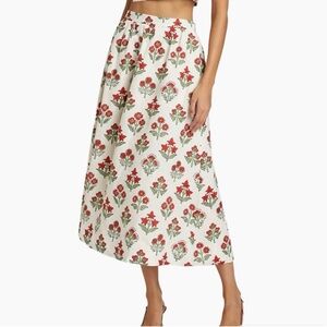 nwt RHODE Aaron skirt rambagh phool block printed white L
